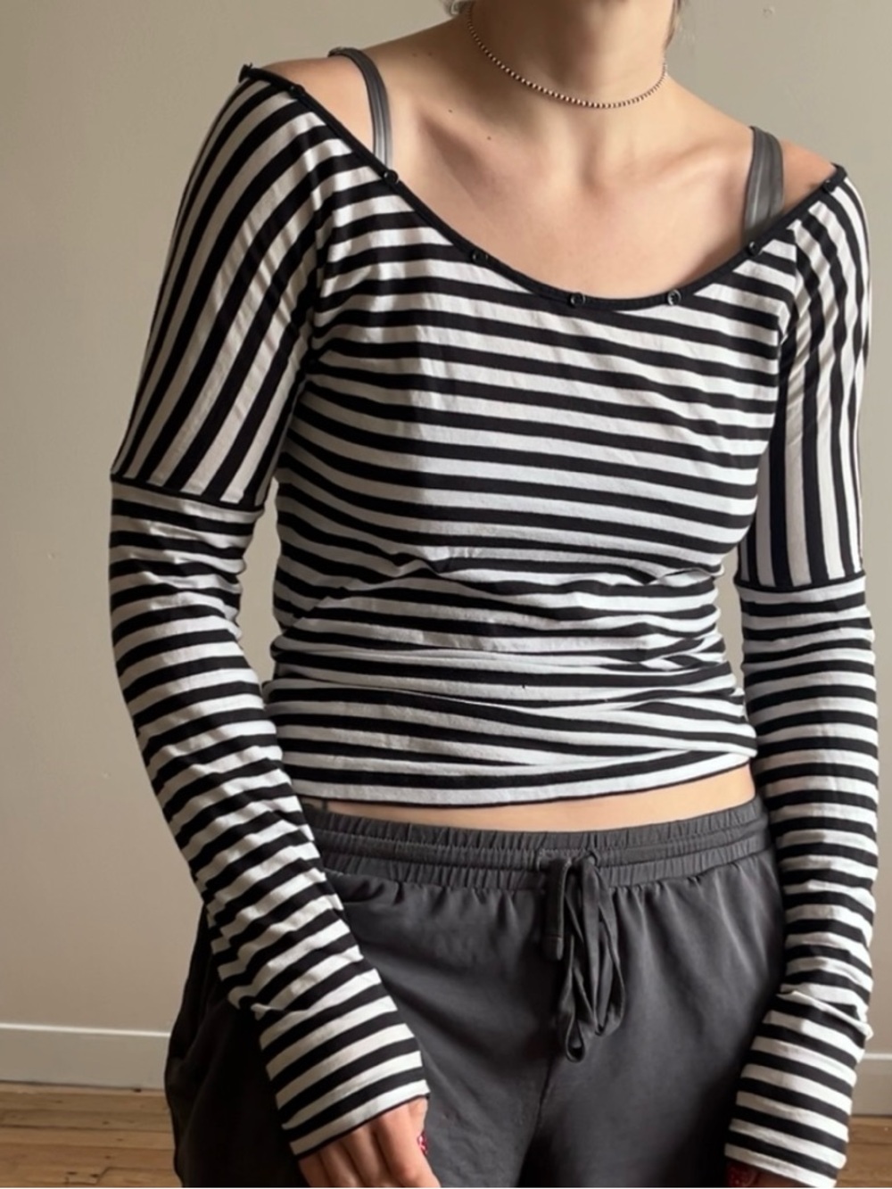 BCBGMaxAzria Stripe & Button Shirt With Detachable Collar